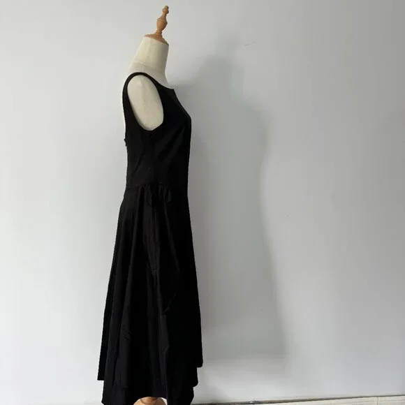 stretch cotton sateen midi dress in black helsa Helsa Stretch Cotton Sateen Midi Dress in Black